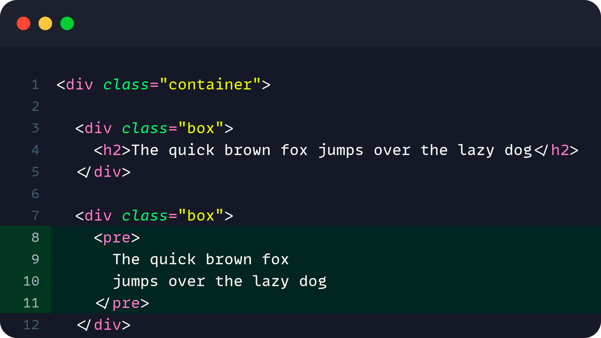 code sample